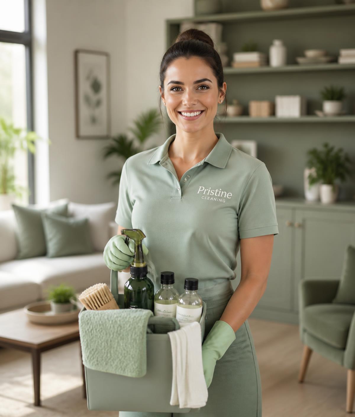 A friendly Berna Cleaning Services professional preparing to clean a Pretoria East home